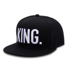 Queen King Embroidered Hip Hop Flat Brim Hat