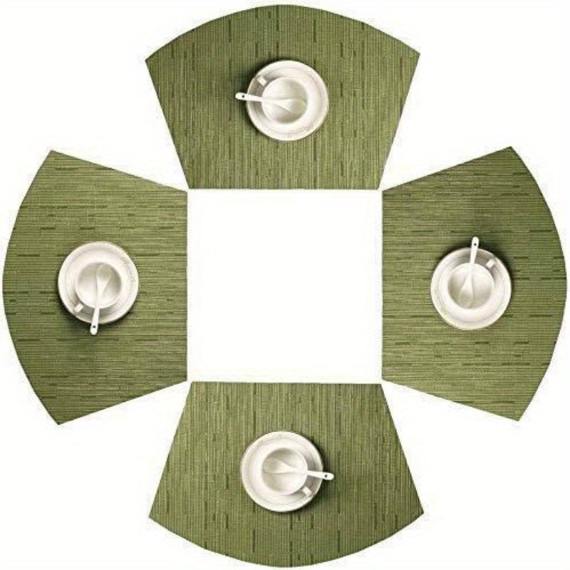 4pcs PVC Striped Placemats Washable Reusable Anti-fouling Heat Insulation Pads