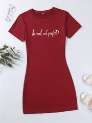 Real Print Tee Dress Short Sleeve Casual Dress Women's Clothing