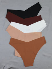 5 Seamless Solid Briefs Comfy Stretchy Intimates Panties