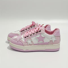 Women's Star Graphic Lace Up Skate Shoes Thick Sole Patchwork Flatform