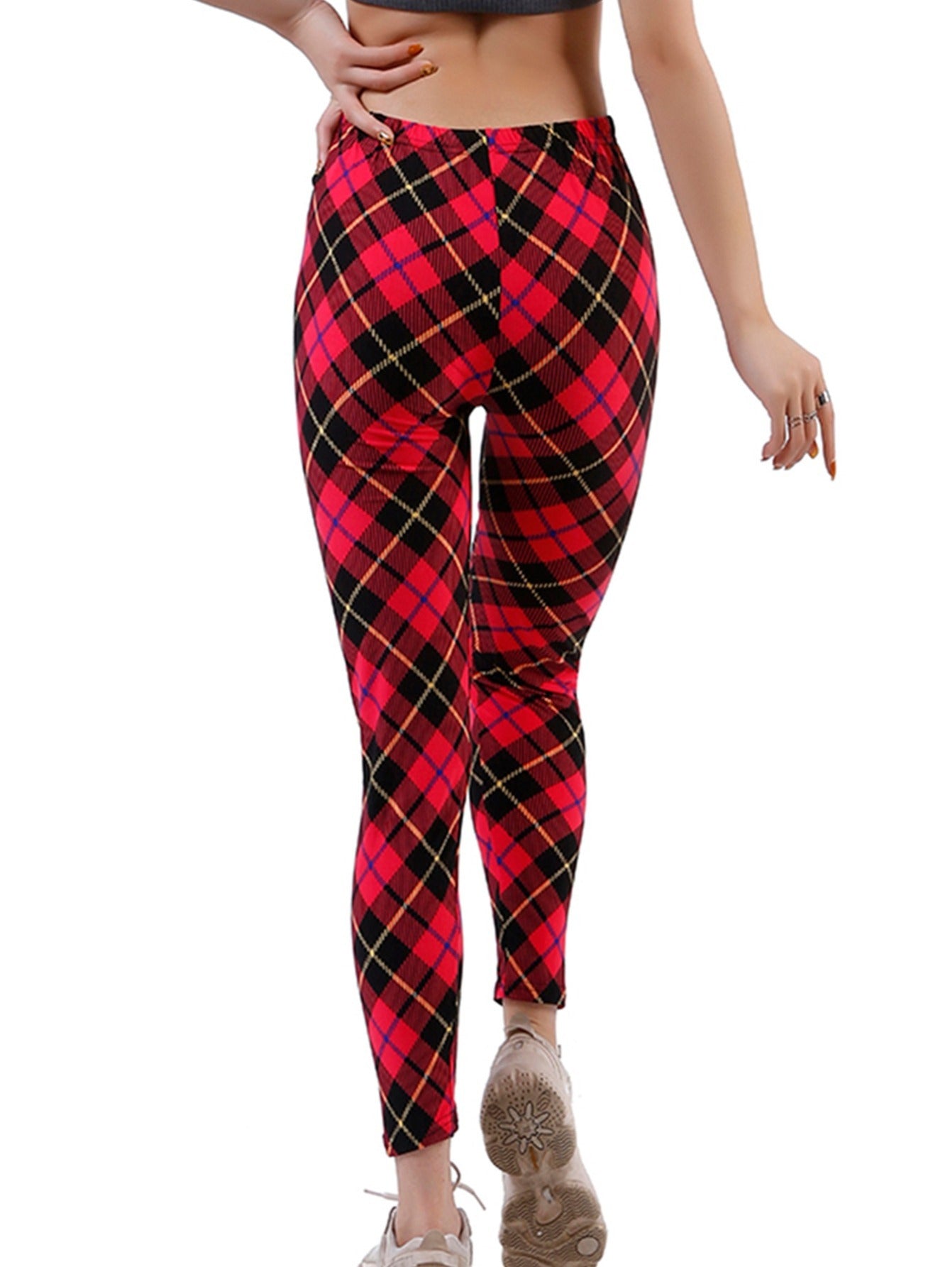 Women Camo Workout Leggings Plaid Skinny Adventure Leggings