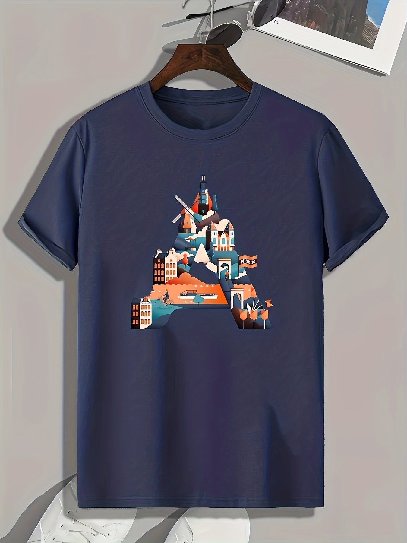Castle Print Men's Graphic Tee for Summer