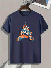Castle Print Men's Graphic Tee for Summer