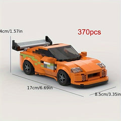 370pcs Orange Sports Car Model Building Block Set