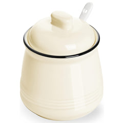 Ceramic Salt Bowl Sugar Bowl with Lid and Spoon