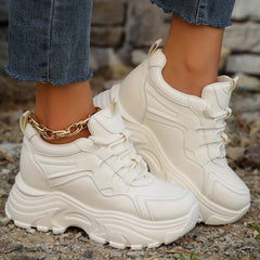 Women's Platform Chunky Sneakers Lace Up Height Increasing Shoes
