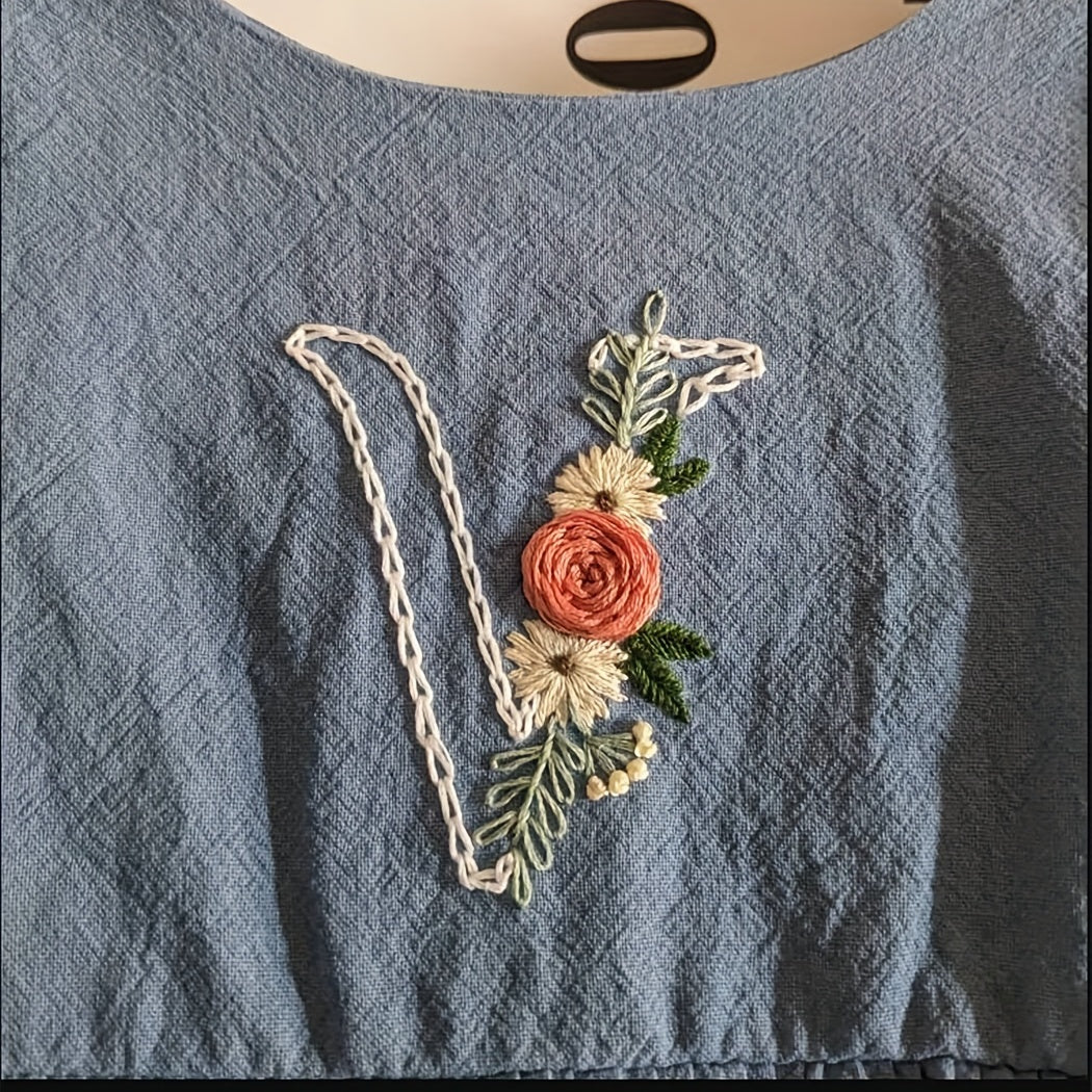 Floral Alphabet Embroidery Stickers - Hand Sewing Stabilize