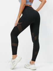 Mesh Contrast Yoga Leggings Butt Lifting Slim Workout Running