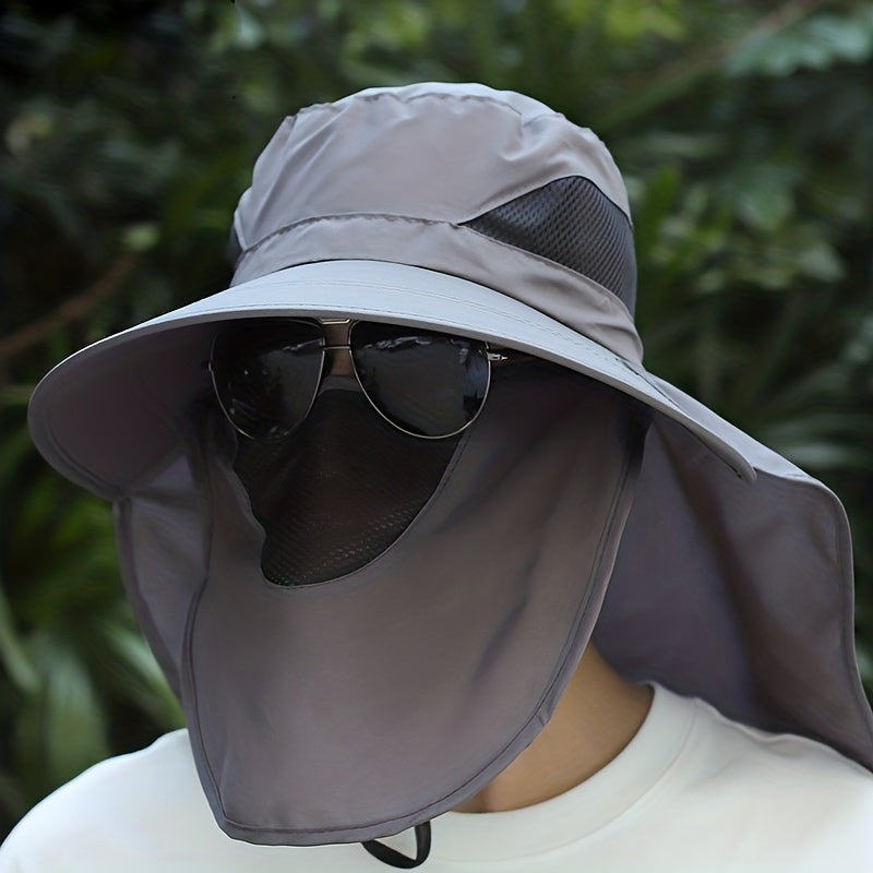 Men's Mesh Bucket Hat w/ Neck & Face Flap for Summer Outdoor Hats