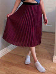 High Waist Pleated Midi Skirt for Women