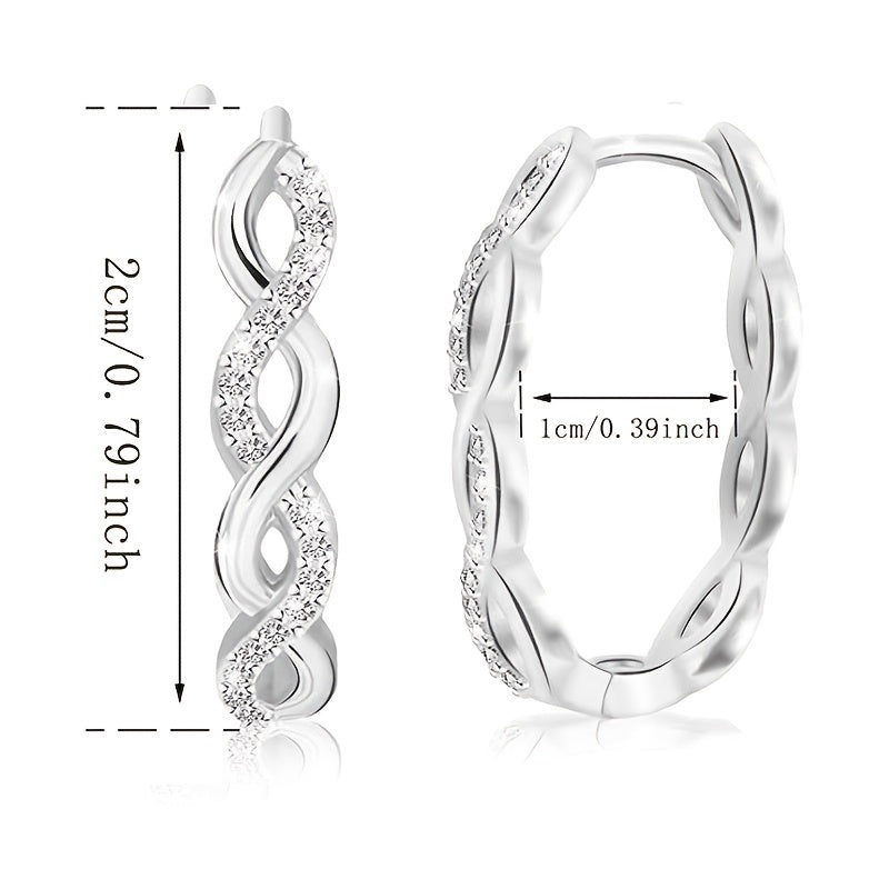 925 Silver Oval Hoop Earrings 14K Plated Zircon Accessory