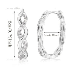 925 Silver Oval Hoop Earrings 14K Plated Zircon Accessory