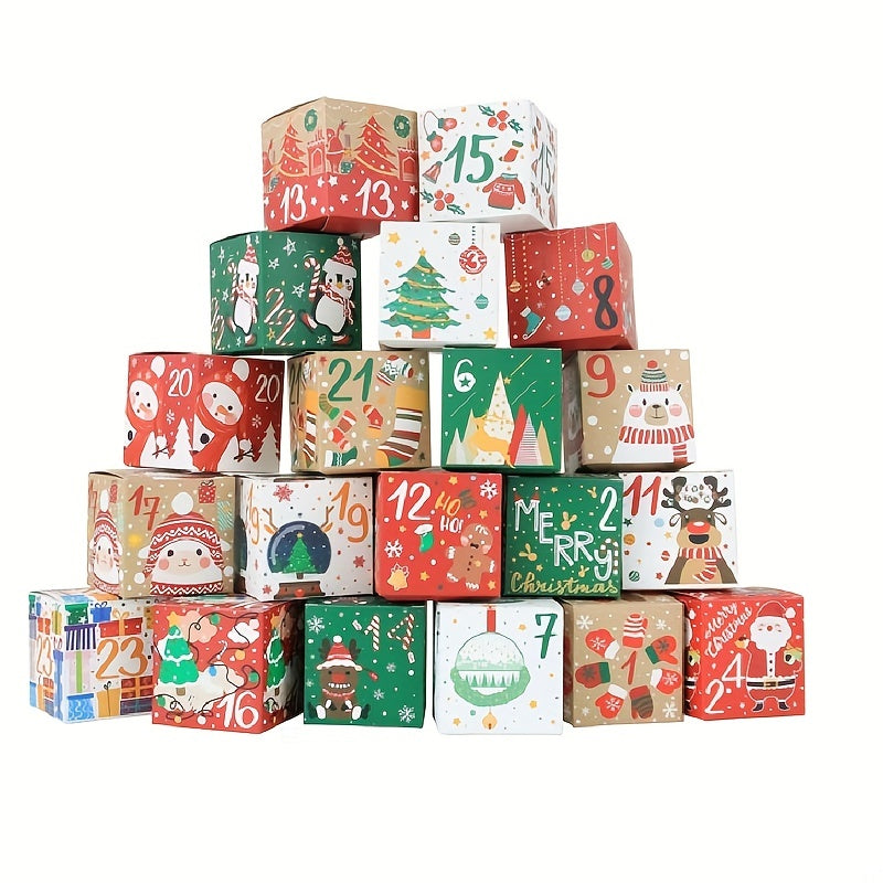 24pcs Christmas Advent Calendar Candy Box 24 Days Countdown