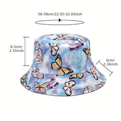 Butterfly Reversible Bucket Hat Tie Dye Sunscreen Fishe