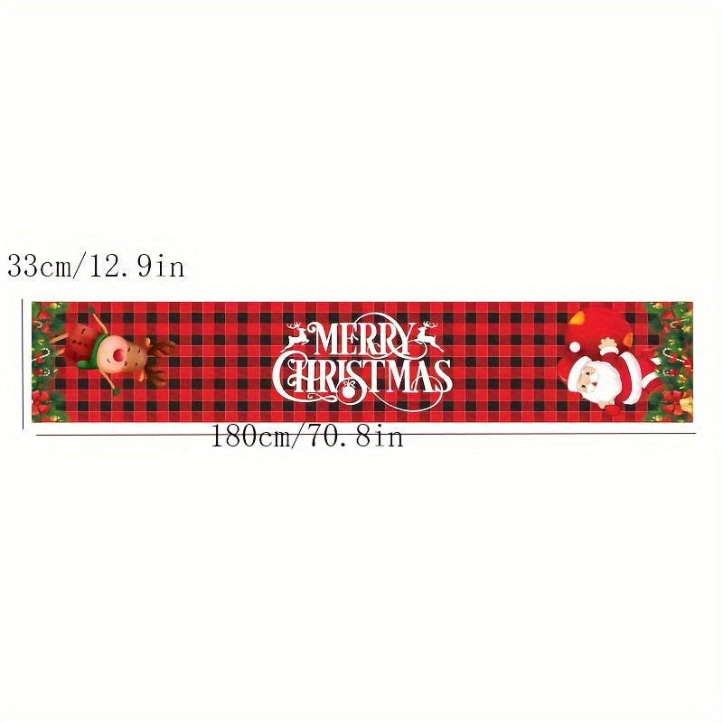 Christmas Table Flag Santa Claus Merry Christmas Snowflakes Winter Home Decor