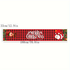 Christmas Table Flag Santa Claus Merry Christmas Snowflakes Winter Home Decor