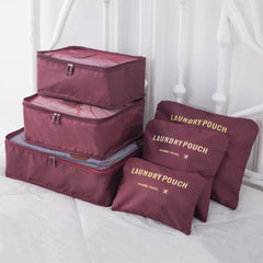 6PCS Luggage Packing Organizer Set Travel Mesh Bag In Bag Cosmetic Bag Organiser