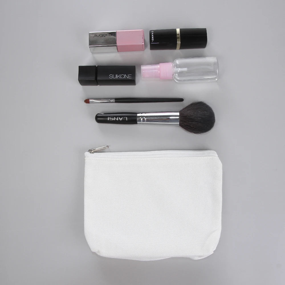 6Pcs DIY Cotton Pure Zipper Case Canvas Travel Cosmetic Bag Washable Pouch