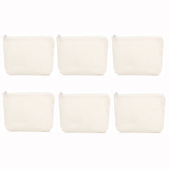 6Pcs DIY Cotton Pure Zipper Case Canvas Travel Cosmetic Bag Washable Pouch