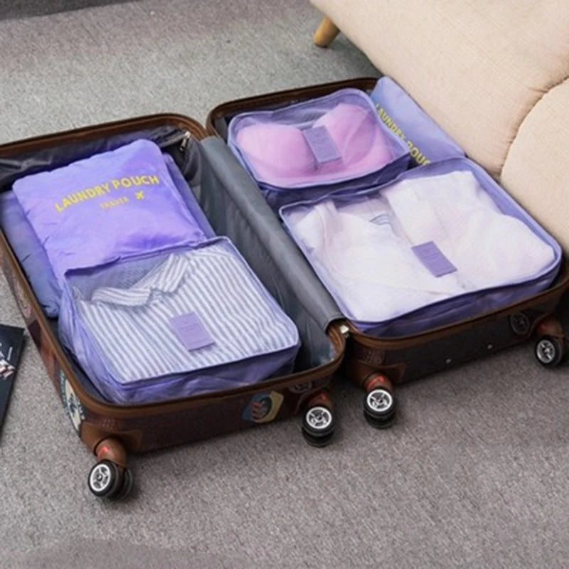 6Pcs Travel Organizer Bags Waterproof Packing Clothes Accessories
