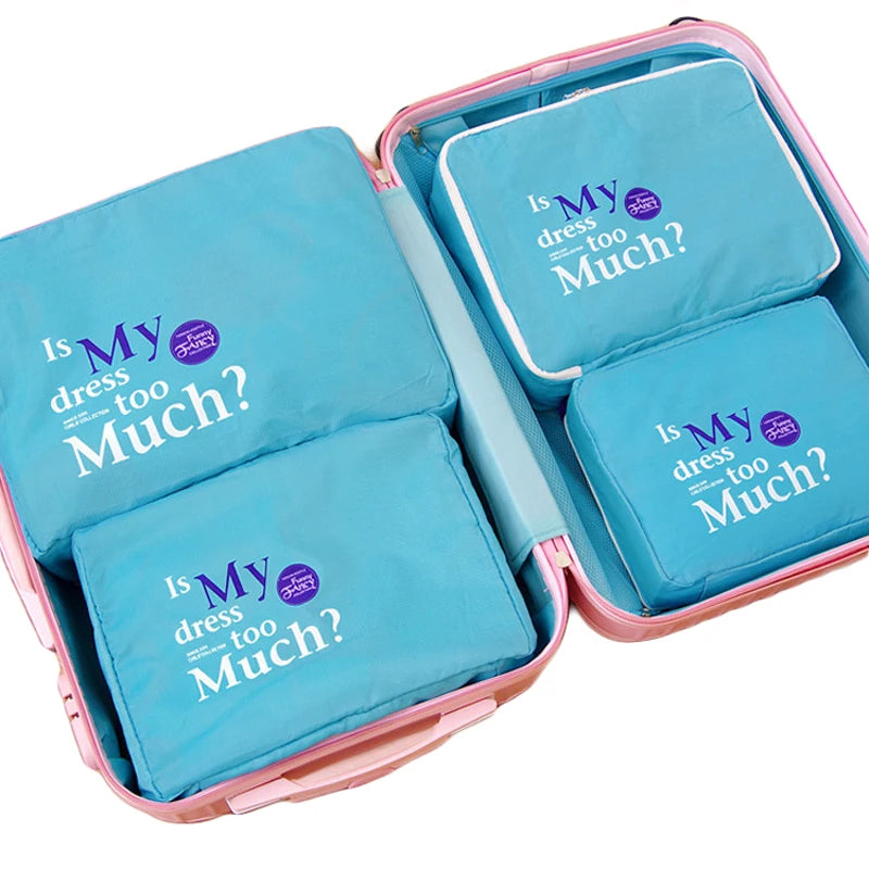 6SETS Waterproof Double Zipper Travel Bag Packing Cube Organizer