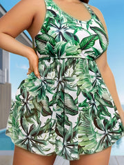 Tropical Print Tankini Set