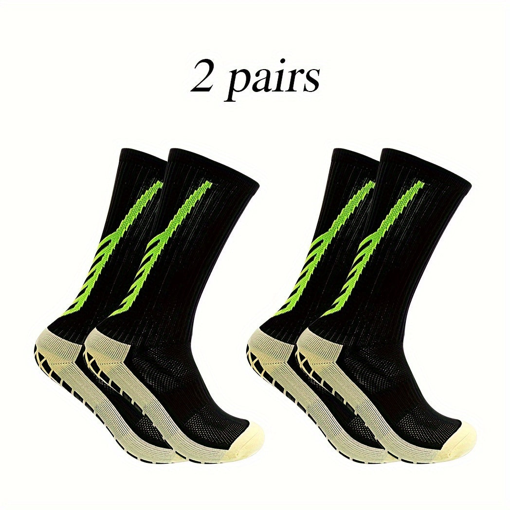 2 Pairs Grip Pads Non Slip Football Socks Outdoor Sports Soccer Rugby Basketball