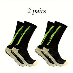 2 Pairs Grip Pads Non Slip Football Socks Outdoor Sports Soccer Rugby Basketball