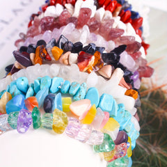 Natural Stone Crushed Stone Chain Bracelet Colorful Elastic Teen Bracelet