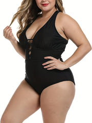 Floral Print Deep V Neck Crisscross Back One Piece Swimsuit