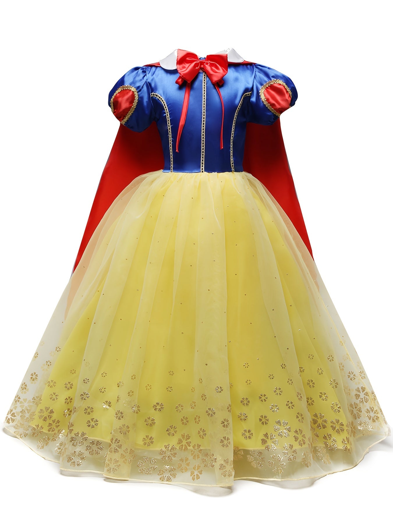 Princess Dress with Artificial Diamonds and Mesh Sleeves