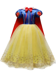Princess Dress with Artificial Diamonds and Mesh Sleeves