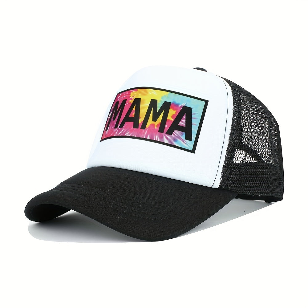 MAMA Print Trucker Hat Adjustable Baseball Cap Mesh Sports Dad Hats For Women