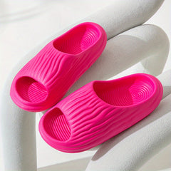 Women's Comfy Pillow Slides Solid PVC Bathroom Shoes