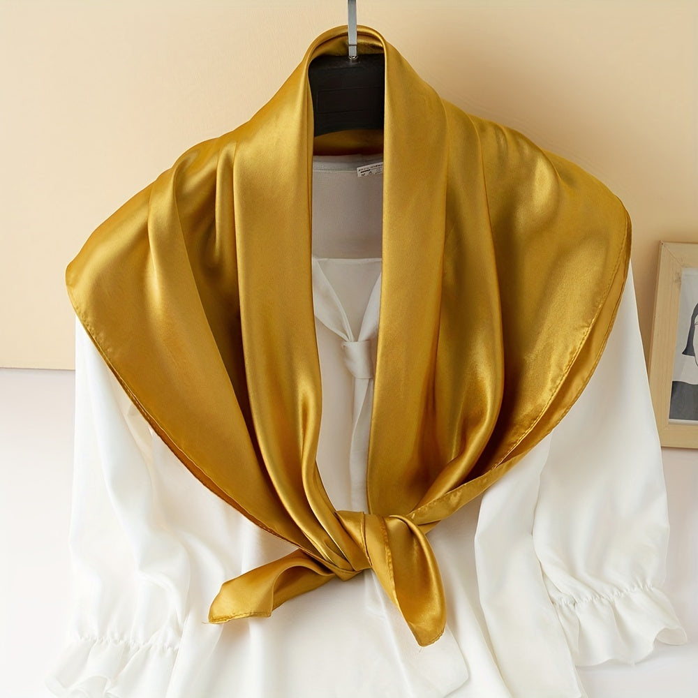Yellow Satin Square Scarf Casual Shawl Bandana
