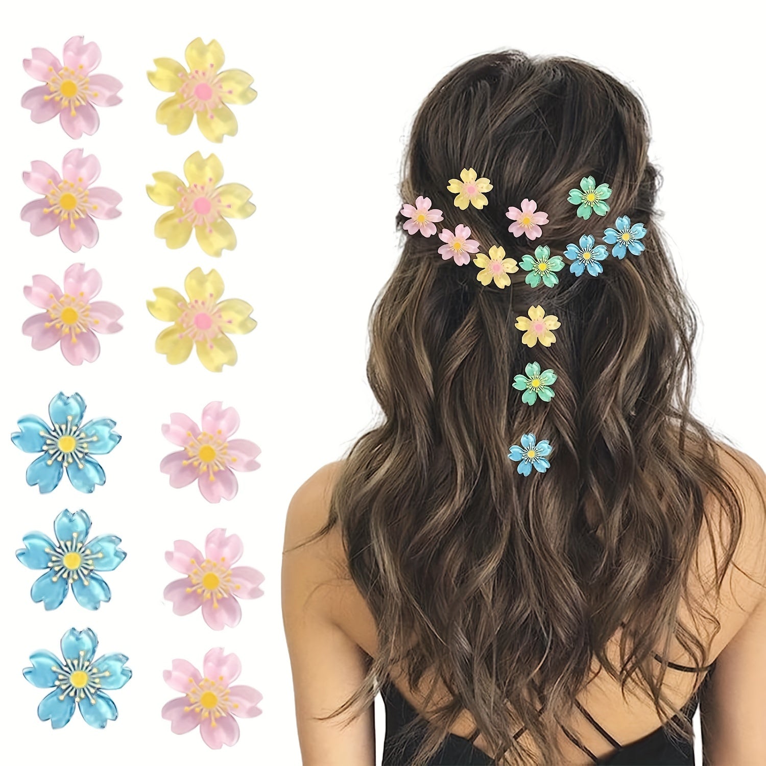 10pcs Mini Flower Claw Clips Sweet Non slip Hair Accessories Girls Kids