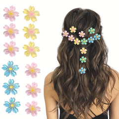 10pcs Mini Flower Claw Clips Sweet Non slip Hair Accessories Girls Kids