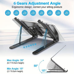 8-Level Adjustable Laptop Stand Portable Height Adjustable Ventilated