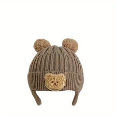 Winter Baby Beanie Bear Ear Protection Knitted Hat Boys Girls Warm Hat