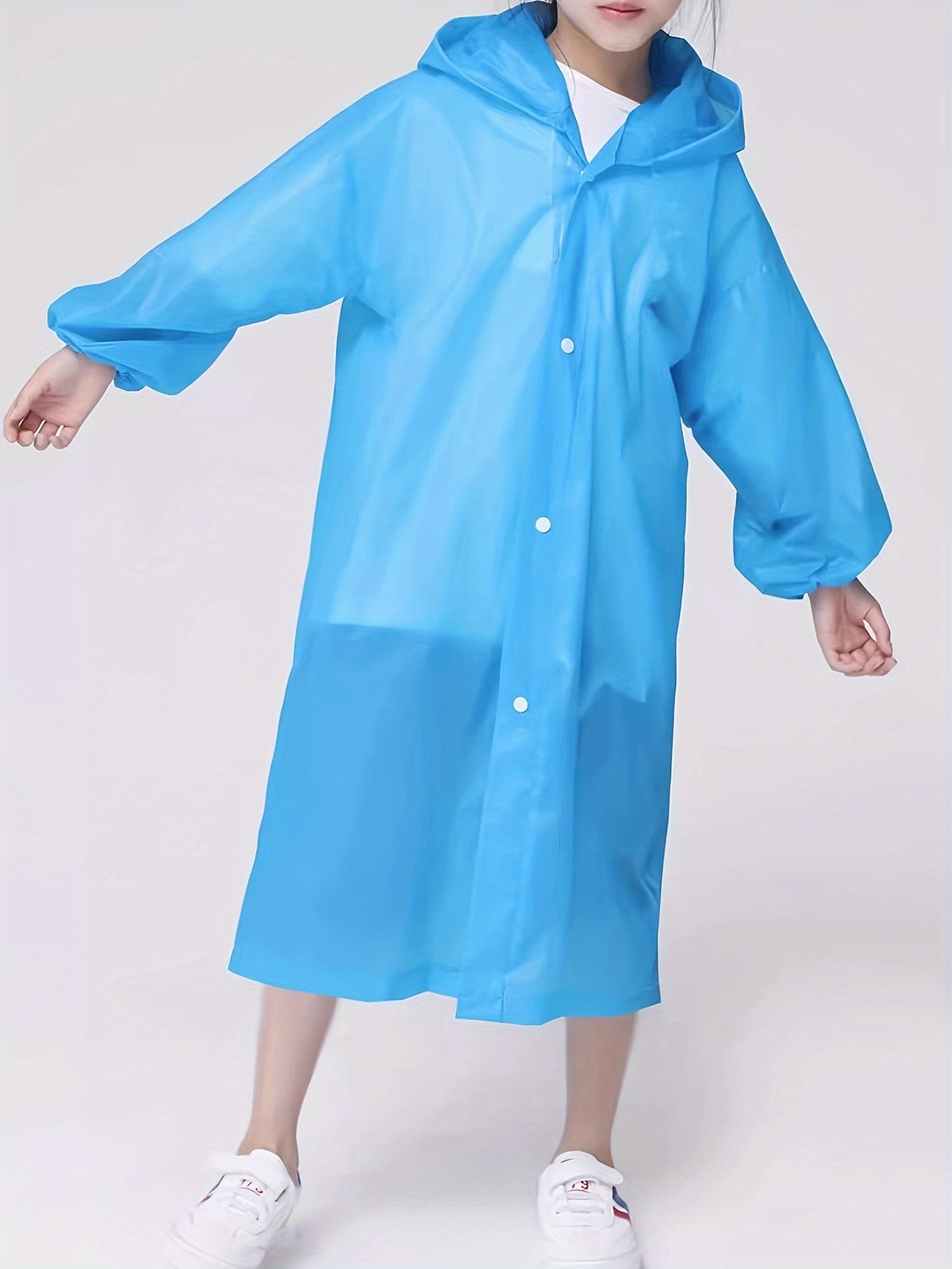 Kids Reusable Transparent Raincoat Button Front