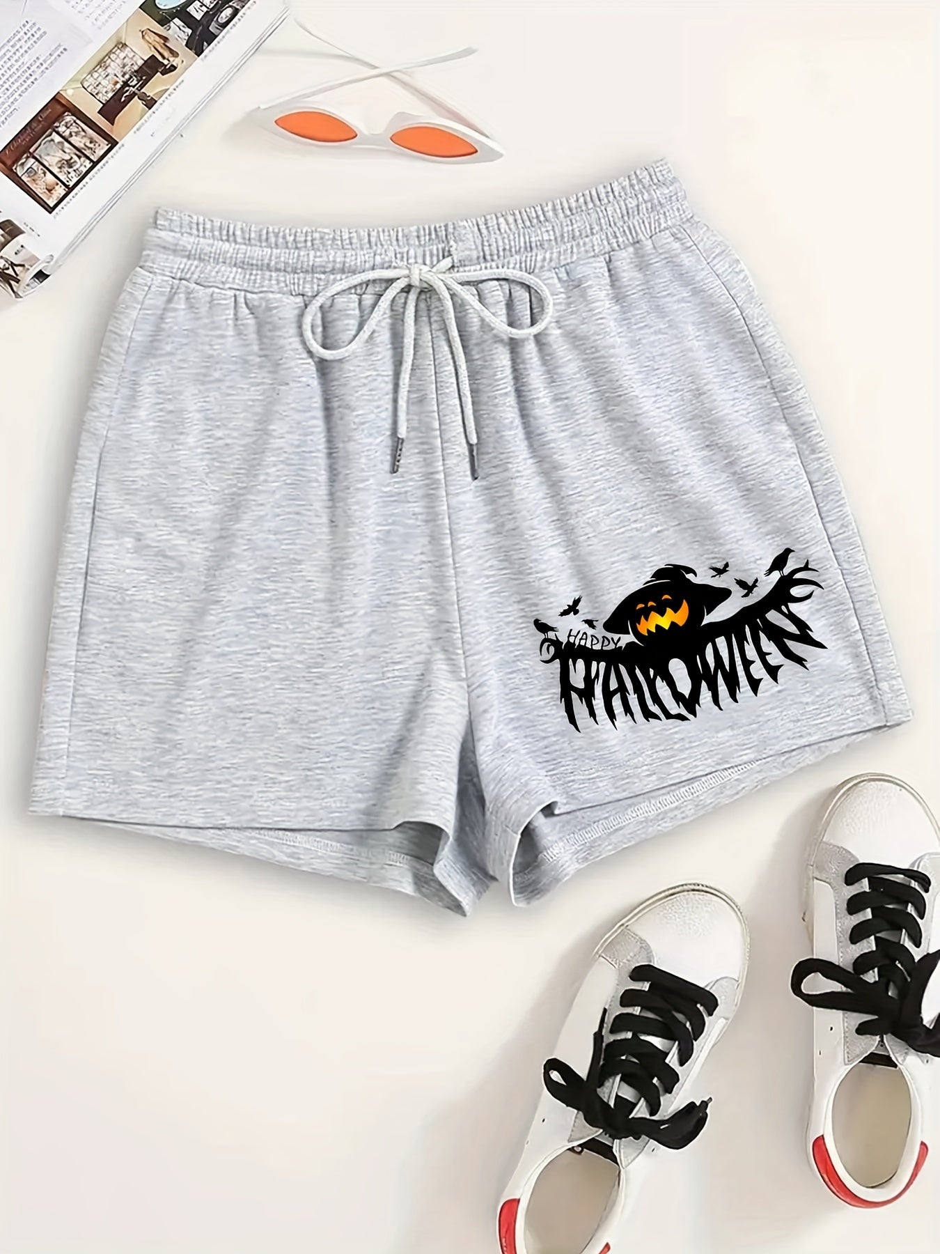 Halloween Sporty Loungewear Shorts Women's Plus