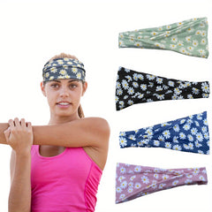 Spring Floral Sports Headband Elastic Accessory Yoga Fitness Sweatband