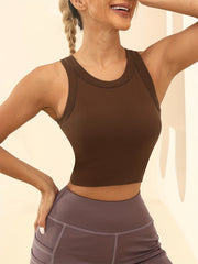 Women's Sleeveless Sport Tank Top With Built-In Bra Yoga Crop Top