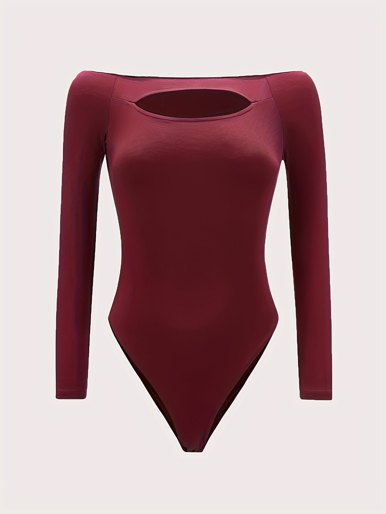 Off Shoulder Cut Out Bodysuit Long Sleeve Slim Fit Casual Bodysuit