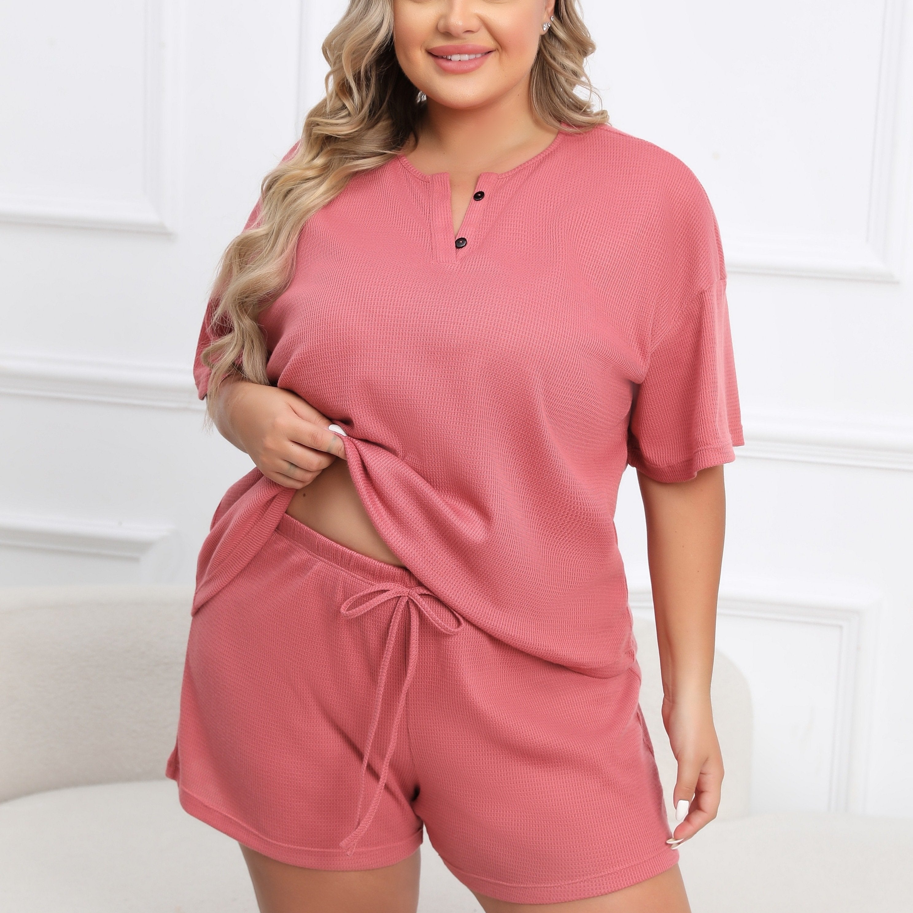 Short Sleeve Tee & Tie Shorts Pajama Set