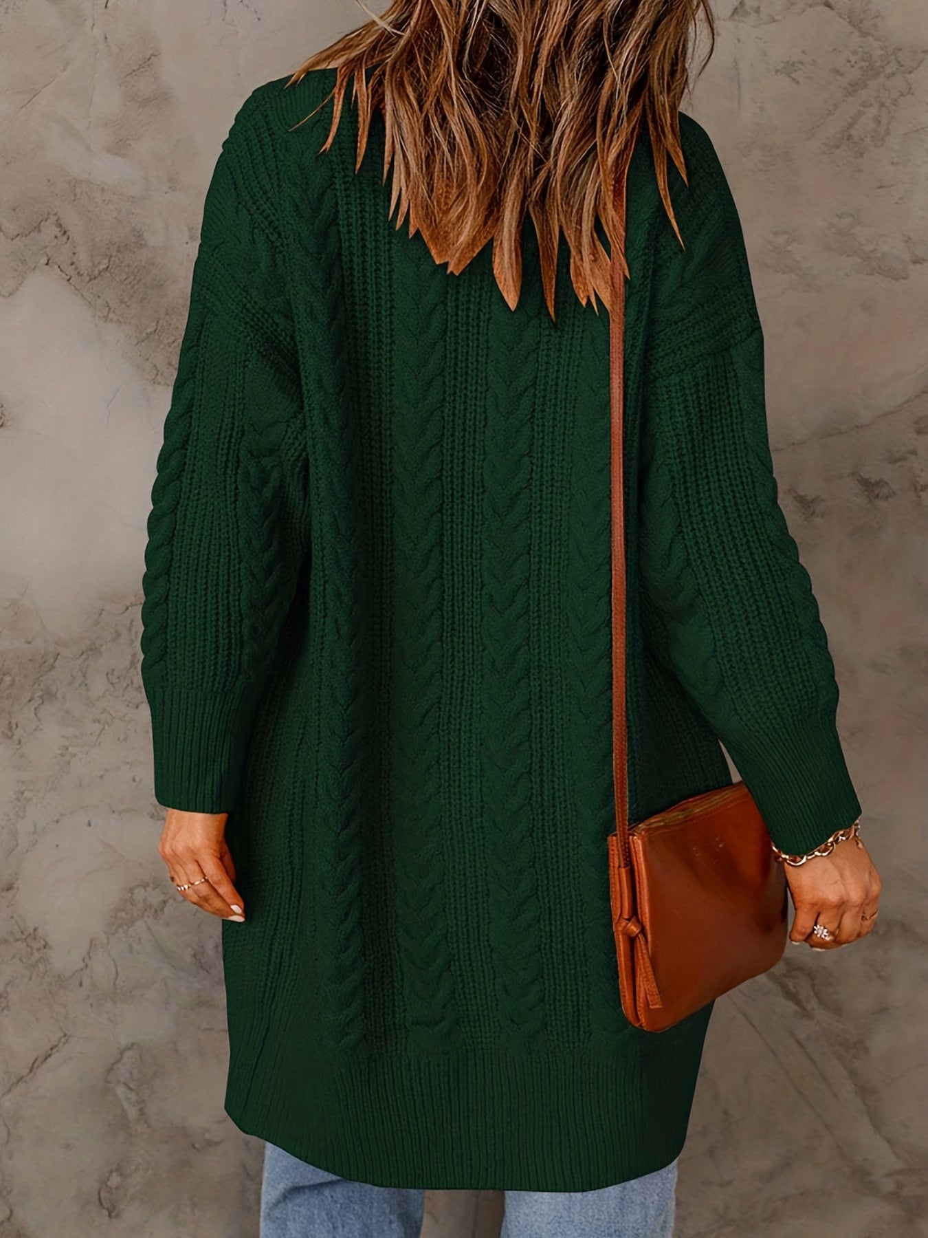 Solid Textured Long Sleeve Open Front Cardigan