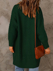 Solid Textured Long Sleeve Open Front Cardigan