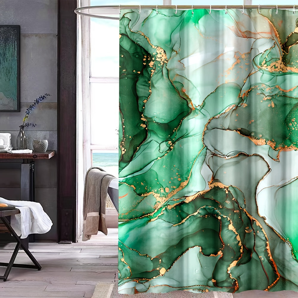 Waterproof Green Marble Bath Curtain 72'' x 72''
