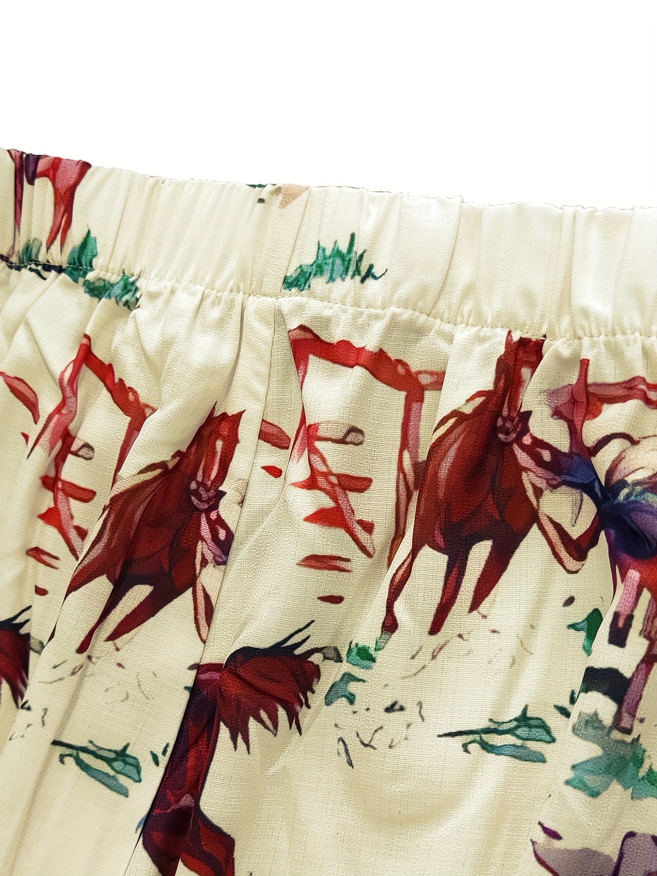 Western Style Plus Size Cartoon Print Wide Leg Pants